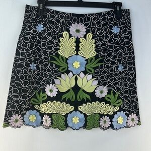 SNAK Embroidered A-Line Floral Mini Skirt
